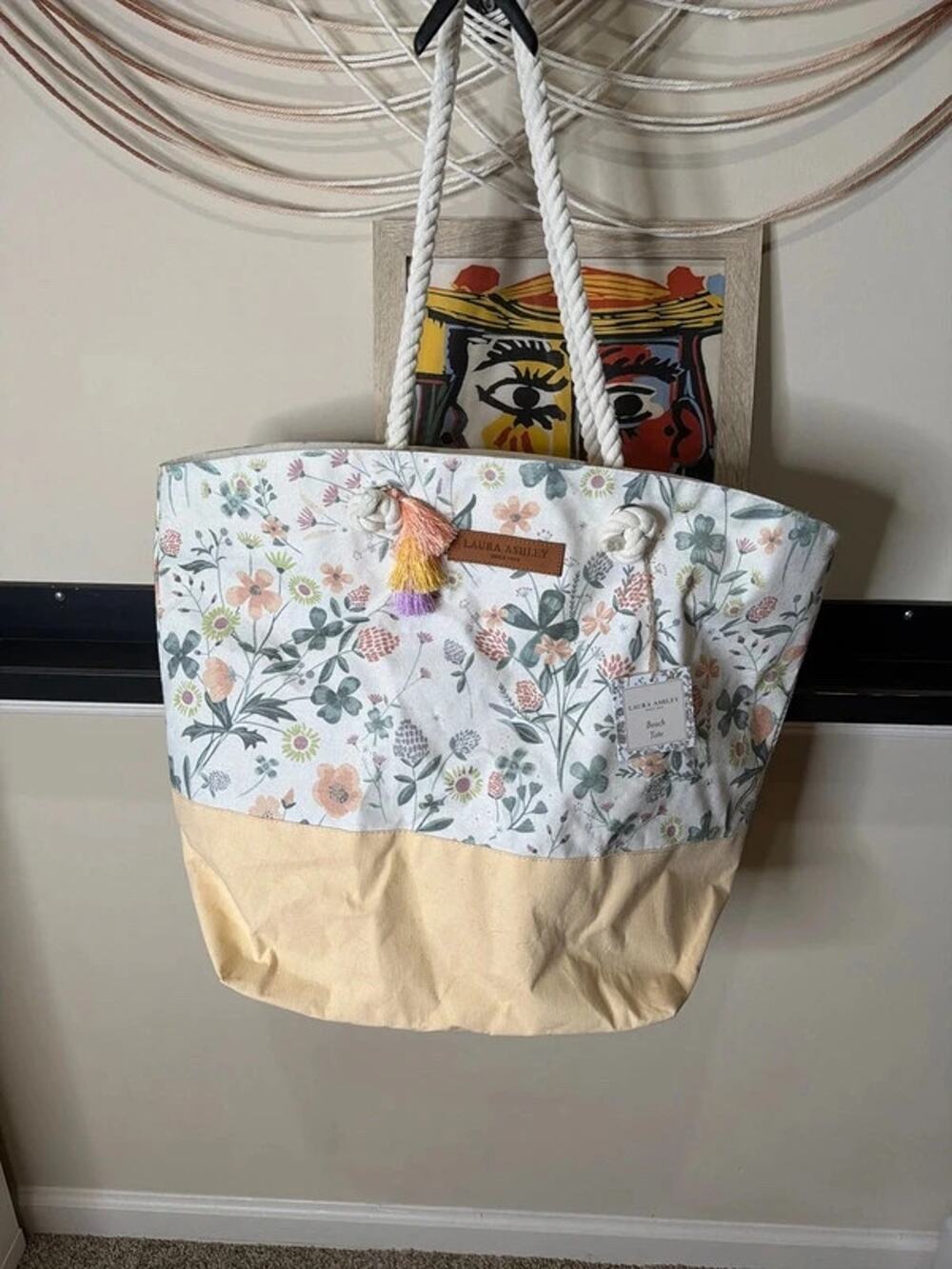 Laura Ashley 100% cotton beach tote NWT